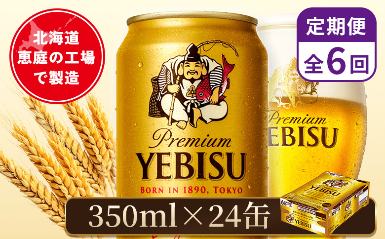 【定期便：全6回】サッポロヱビスビール 350ml×24本【880060021906】
