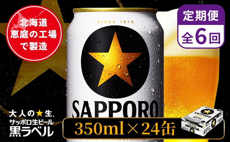 【定期便：全6回】サッポロ黒ラベル 350ml×24本【880040011906】
