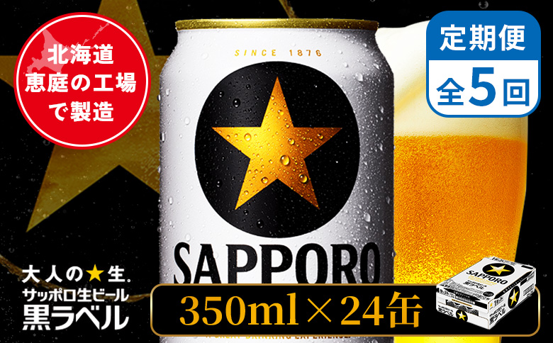 【定期便：全5回】サッポロ黒ラベル 350ml×24本【880040011905】