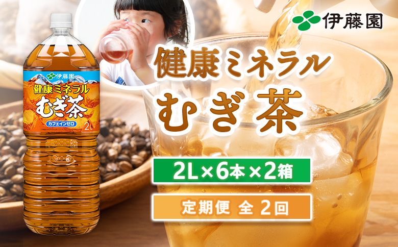 『定期便：全2回』健康ミネラルむぎ茶2L×6本×2箱【50001601】