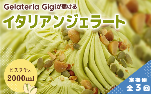 【定期便：全3回】ジェラテリアGigiのイタリアンジェラート『イタリア産ピスタチオ』2000ml【43003AB0301】