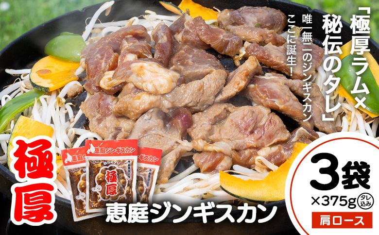 恵庭ジンギスカン（NZラム肩ロース使用）×3袋【19010302】