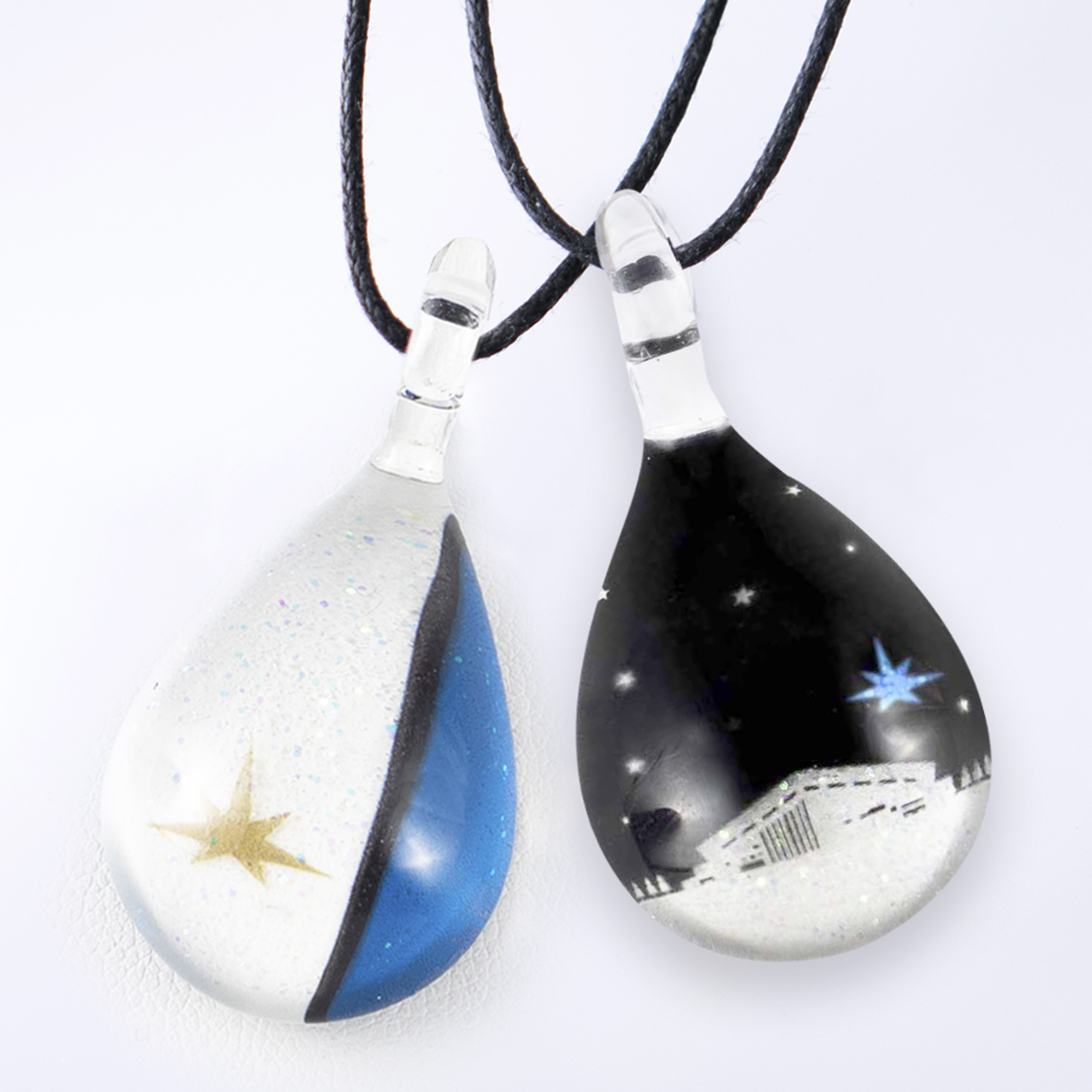 NORTH ONE GLASS JEWELRY  ２個セット FIGHTERS COLOR DROP+F VILLAGE NIGHT VIEW ガラスアクセサリープレゼント