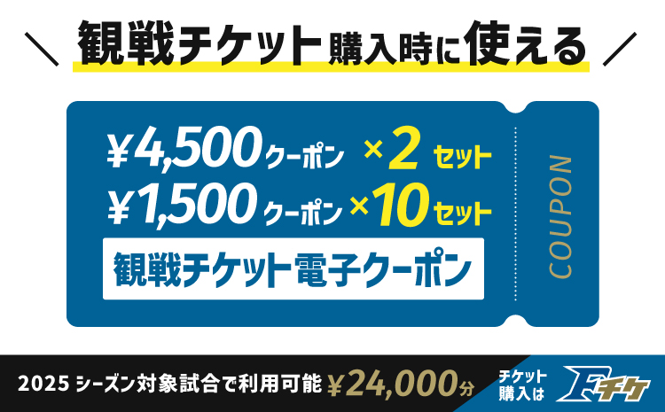 【2025年に使える！】試合観戦チケット電子クーポン24,000円分（4,500円分×2セット　1,500円分×10セット）《翌営業日発送》