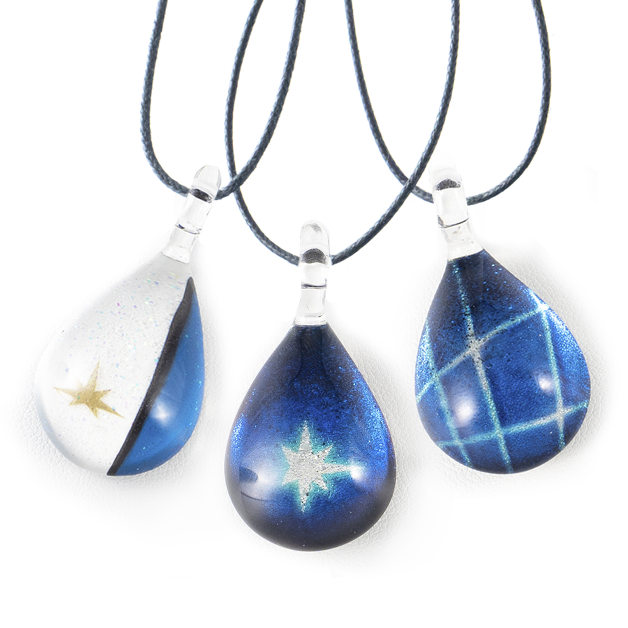 NORTH ONE GLASS JEWELRY３個セット FIGHTERS COLOR DROP+FIGHTERS STARLIGHT DROP+BLUE GLASS WALLガラスアクセサリープレゼント
