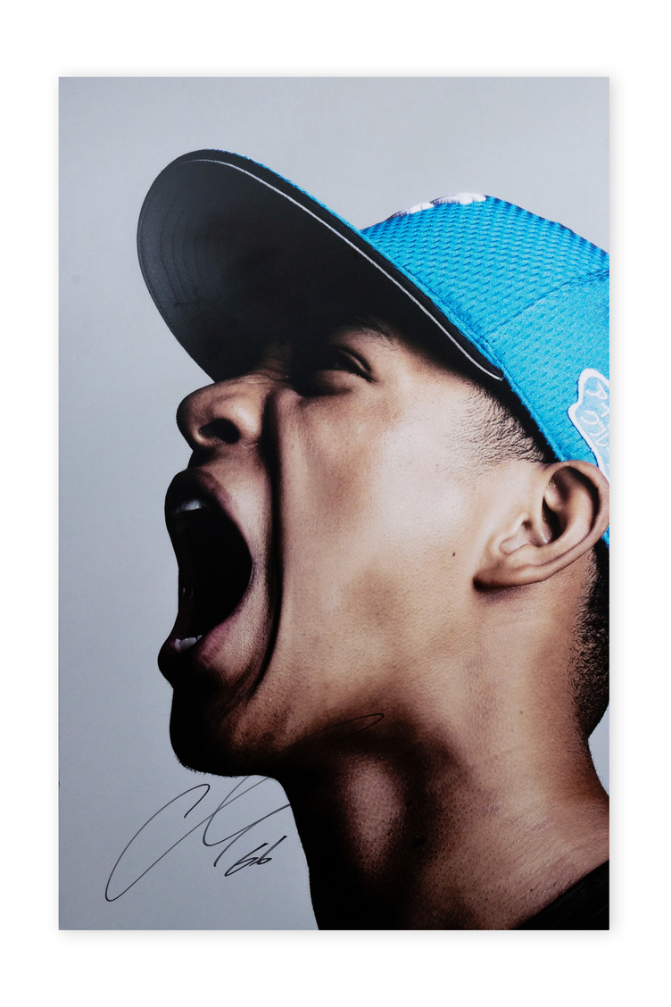 【万波中正#66】「まだ見ぬ景色を、エスコンで。」パネル（LLサイズ）【選手直筆サイン入り】