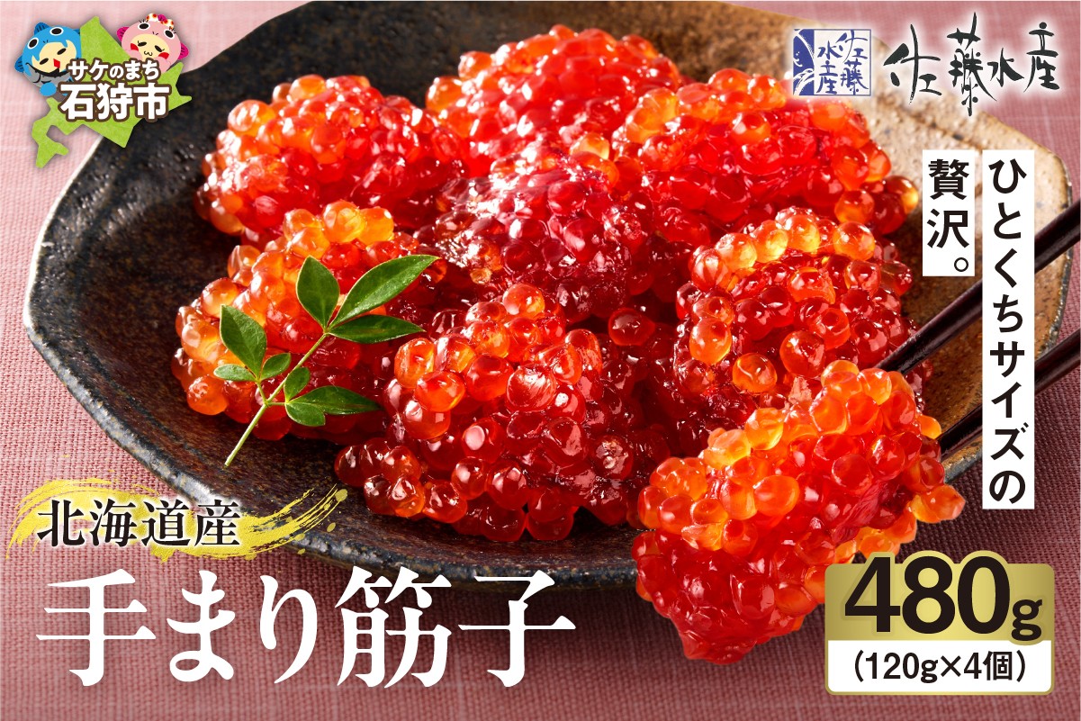 佐藤水産 手まり筋子 480g（120g×4）｜ふるさと納税 すじこ 筋子 カット済み 一口サイズ 鮭