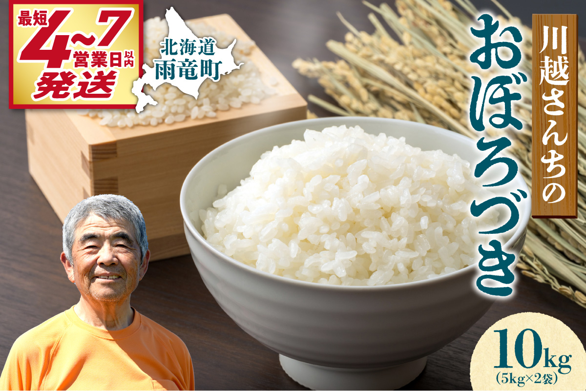 【選べる配送回数！最短4～7営業日でお届け！】令和7年産 川越さんちの おぼろづき 10kg (5kg×2袋) 雨竜産