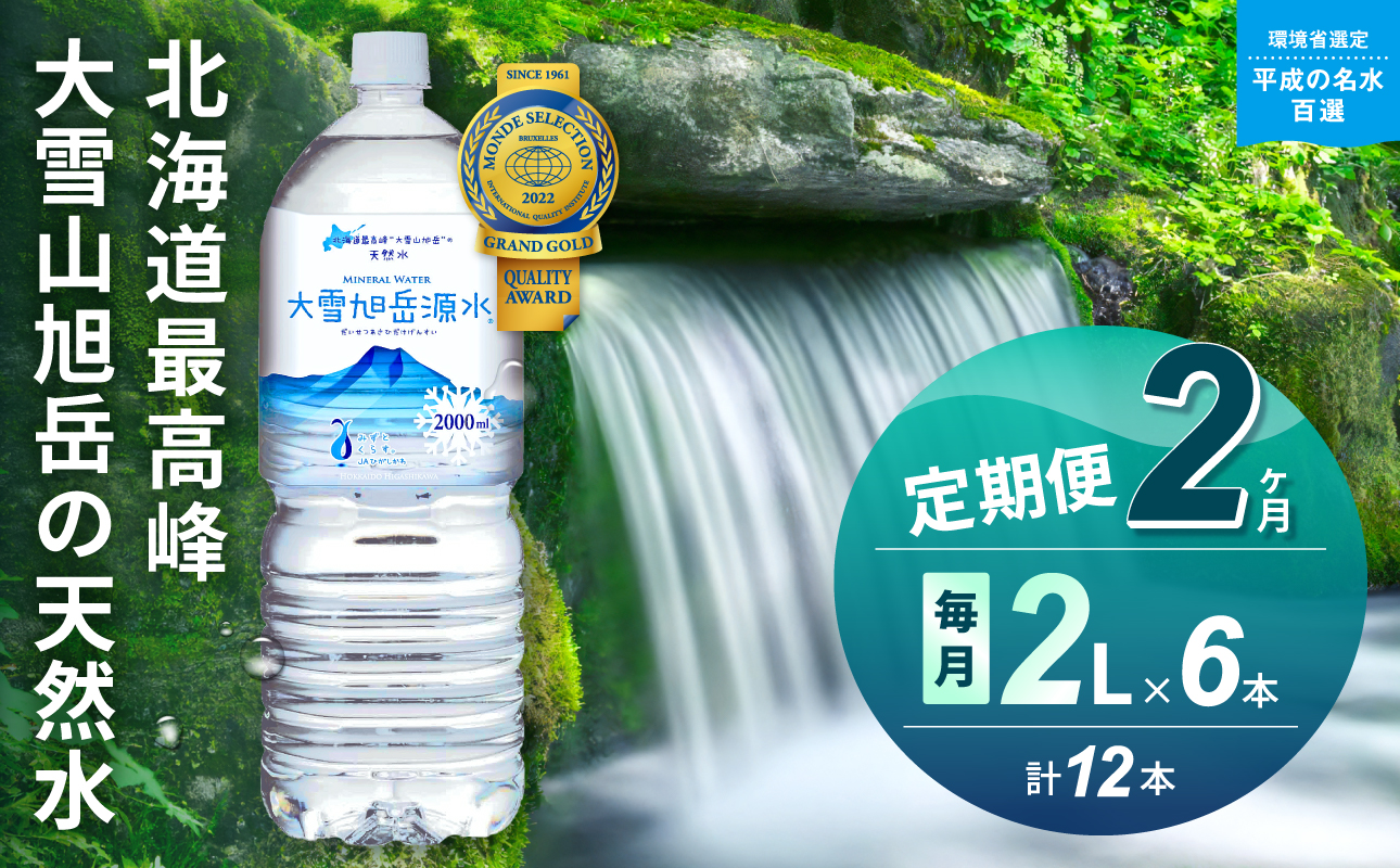 【2ヵ月定期便】大雪旭岳源水（2L×6本）