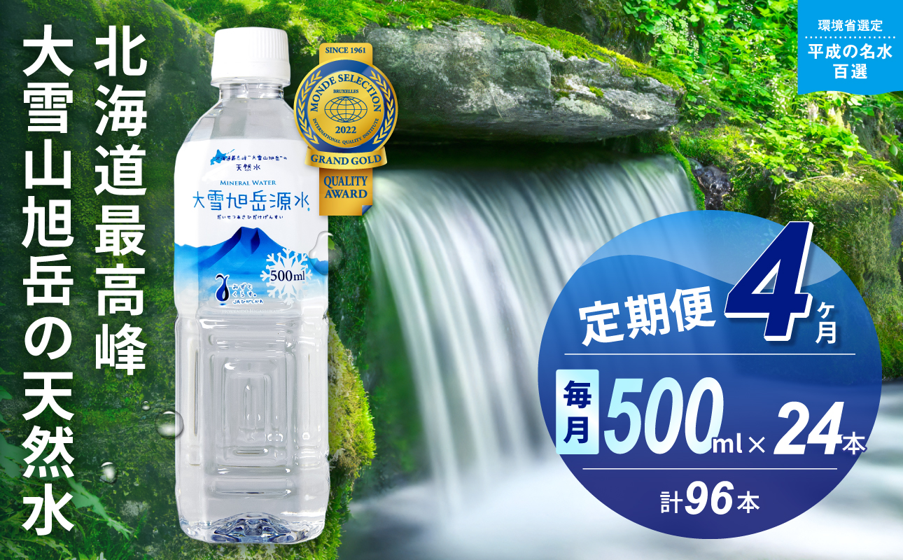 【4ヵ月定期便】大雪旭岳源水（500ml×24本）