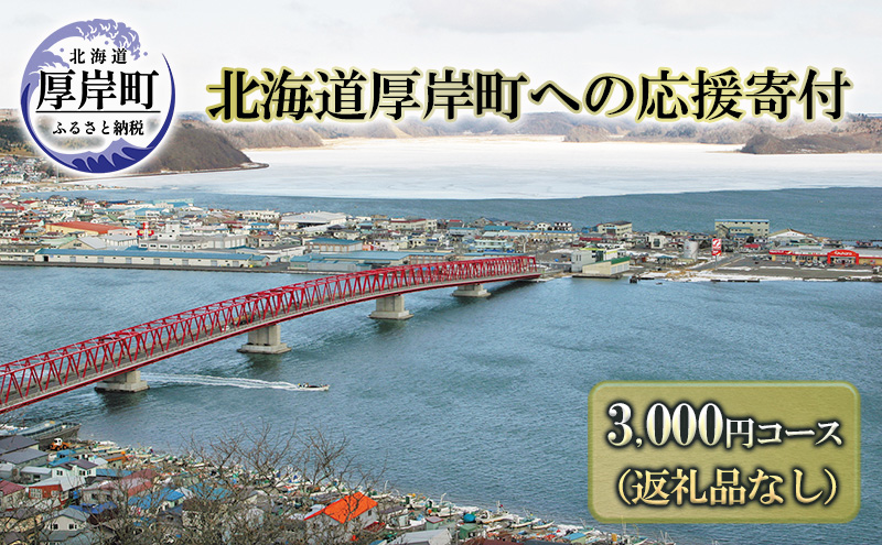 北海道厚岸町 寄附のみの応援受付 3,000円コース（返礼品なし 寄附のみ 3000円） 支援 自治体支援 