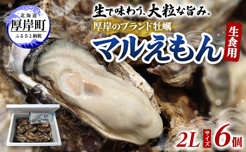 牡蠣 厚岸のブランド牡蠣 マルえもん 2Lサイズ 6個 生食用 魚貝類 海鮮 海のミルク 国産 生食用殻付き牡蠣 まろやか クリーミー 食べやすい品種 海の香り 牡蠣の酒蒸し 焼き牡蠣 マルえもん