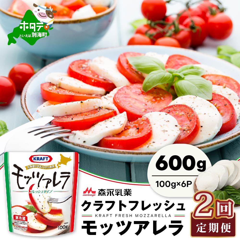 【定期便】森永乳業 モッツァレラチーズ 600g(100g×6P) × 2ヵ月【全2回】