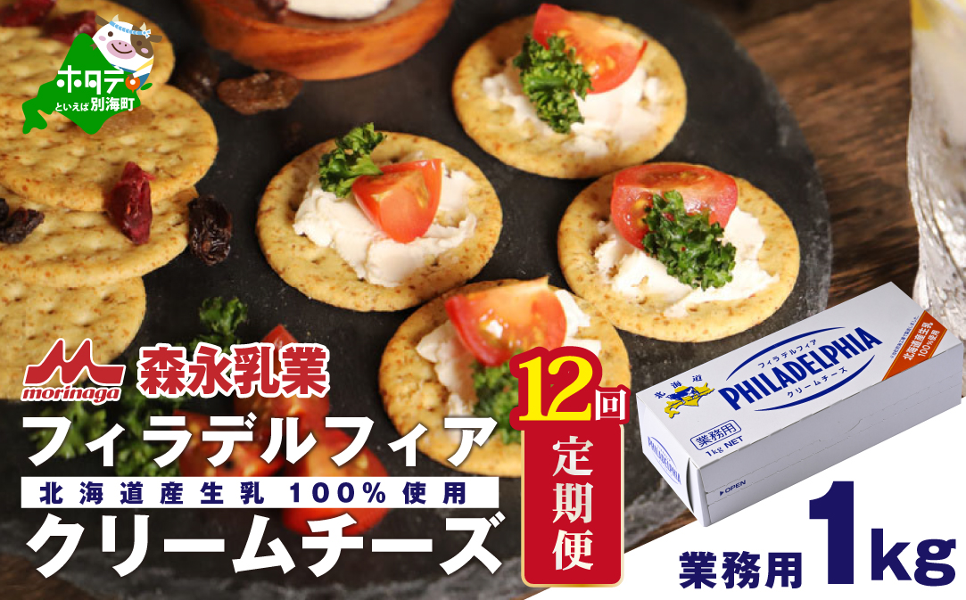 【定期便】【森永乳業】業務用 ！ クラフト フィラデルフィア クリームチーズ １ｋｇ × 12ヵ月【全12回】 KRAFT