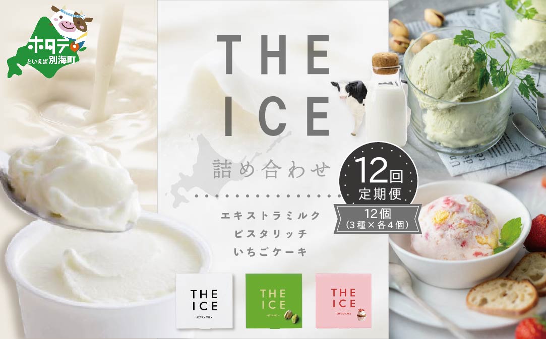 【毎月定期便】【THE ICE】3種詰合せ12個セット×8ヵ月定期便 【be003-1073-100-8】