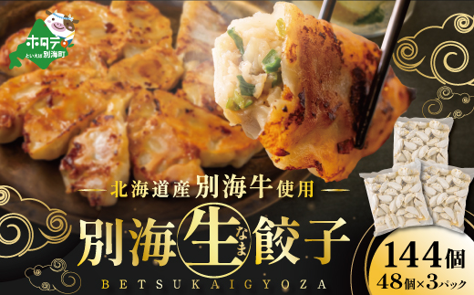 北海道 別海町 別海牛 生 餃子 144個 （48個×3袋）【NS0000014】